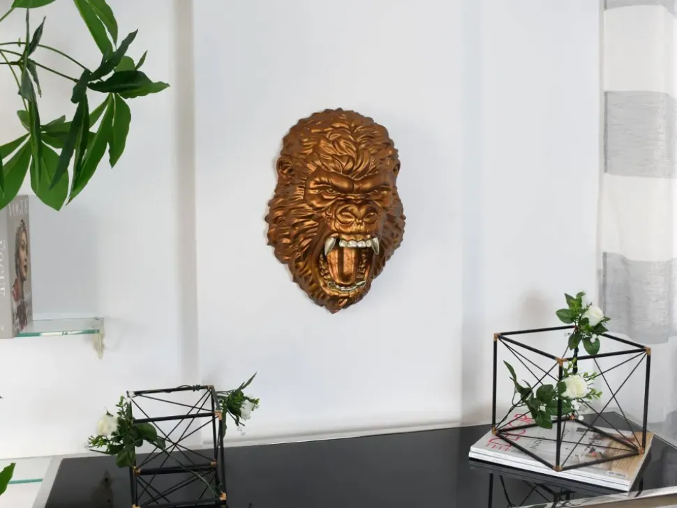 King Gorilla 43cm Bronze Resin Wall Sculpture