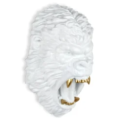 King Gorilla 43cm White Resin Wall Sculpture