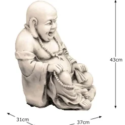Laughing Buddha Antique Stone Garden Statue