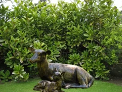 Laying Doe & Fawn 55cm Bronze Metal Garden Statues