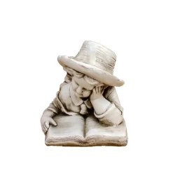 Laying Reading Boy 36cm Stone Resin Garden Statue