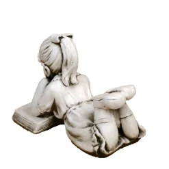 Laying Reading Girl 34cm Stone Resin Garden Statue