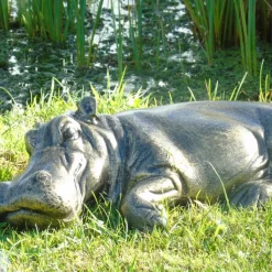 Lazy Hippo Bronze Metal Garden Statue