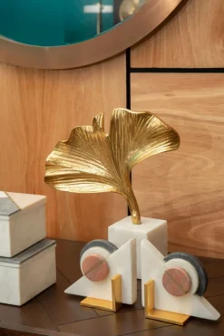 Leaf of Light 30cm Gold Metal Indoor Sculpture