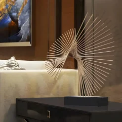 Linear Motion 64cm Silver Metal Indoor Sculpture