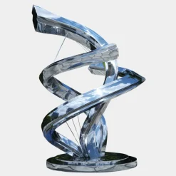 Liquid Helix 168cm Silver Metal Garden Sculpture