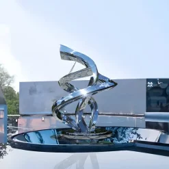 Liquid Helix 168cm Silver Metal Garden Sculpture