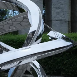 Liquid Helix 168cm Silver Metal Garden Sculpture