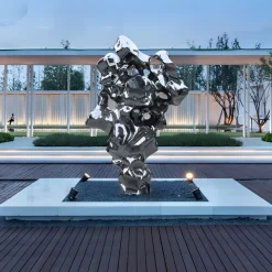 Liquid Mirage 155cm Gold Metal Garden Sculpture