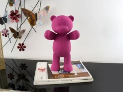Love Bear 29cm Fuchsia Resin Indoor Sculpture
