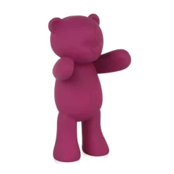 Love Bear 29cm Fuchsia Resin Indoor Sculpture