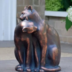 Love Cats Bronze Resin Garden Ornament