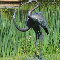 Love Cranes Aged Bronze Garden Ornament