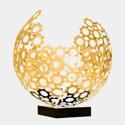 Lunar Sphere 44cm Gold Metal Indoor Sculpture