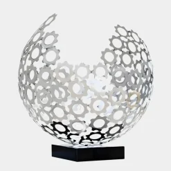 Lunar Sphere 48cm Silver Metal Indoor Sculpture