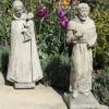 Madonna and Friar Monk Stone Garden Statues