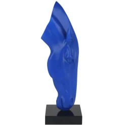 Majestic Horse Head 70cm Blu Blue Resin Sculpture