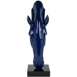 Majestic Horse Head 70cm Blue Resin Indoor Sculpture