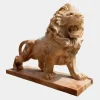 Majestic Lion 120cm Yellow Marble Garden Statue v2