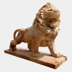 Majestic Lion 120cm Yellow Marble Garden Statue v2