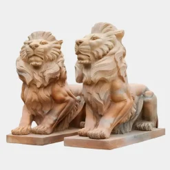 Majestic Lion 100cm Yellow Marble Garden Statue