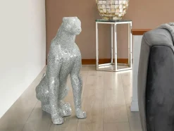 Majestic Panther 80cm Silver Resin Indoor Sculpture