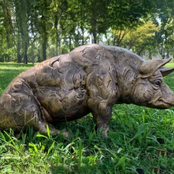 Majestic Pig 36cm Bronze Resin Garden Ornament
