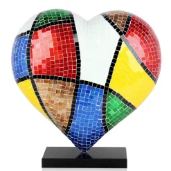 Mosaic Heart v2 46cm Pop Art Resin Indoor Sculpture