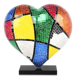 Mosaic Heart v1 46cm Pop Art Resin Indoor Sculpture