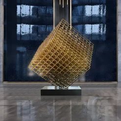 Multiverse 100cm Silver Geometric Metal Garden Sculpture