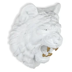 Mystic Tiger 37cm White Resin Wall Sculpture