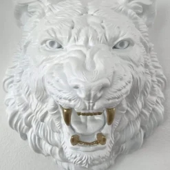 Mystic Tiger 37cm White Resin Wall Sculpture