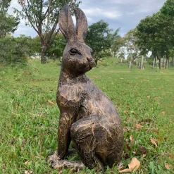 Noble Hare 62cm Bronze Resin Garden Ornament