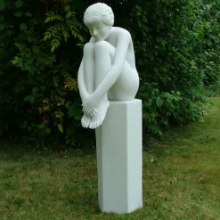 Nude Melina on Column Marble Garden Statue