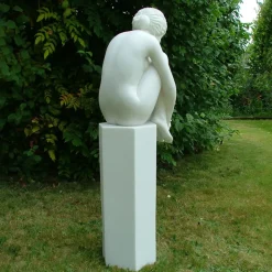 Nude Melina on Column Marble Garden Statue