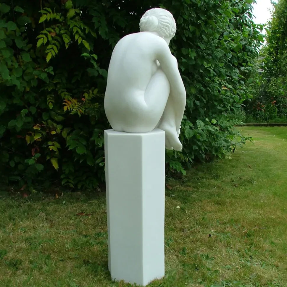 Nude Melina on Column Marble Garden Statue
