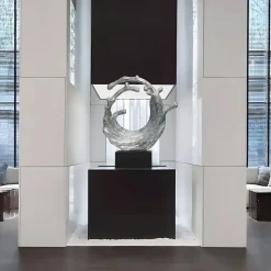 Oceanic Wave 117cm Silver Metal Indoor Sculpture