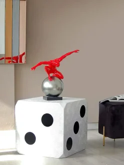 Orbital Balance 47cm Red Resin Indoor Sculpture