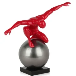 Orbital Balance 47cm Red Resin Indoor Sculpture