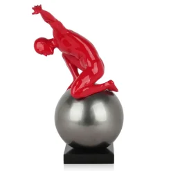 Orbital Balance 47cm Red Resin Indoor Sculpture