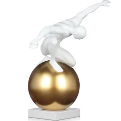 Orbital Balance 65cm White Resin Indoor Sculpture