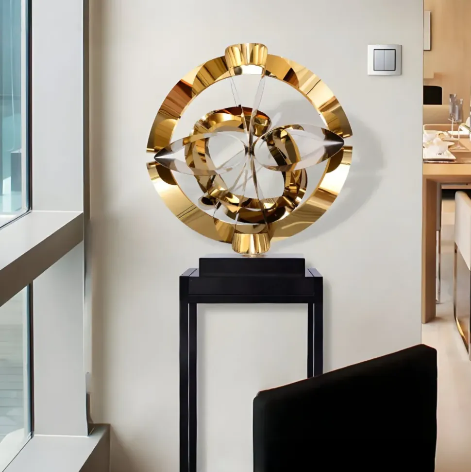 Orbital Chaos 65cm Gold Metal Indoor Sculpture