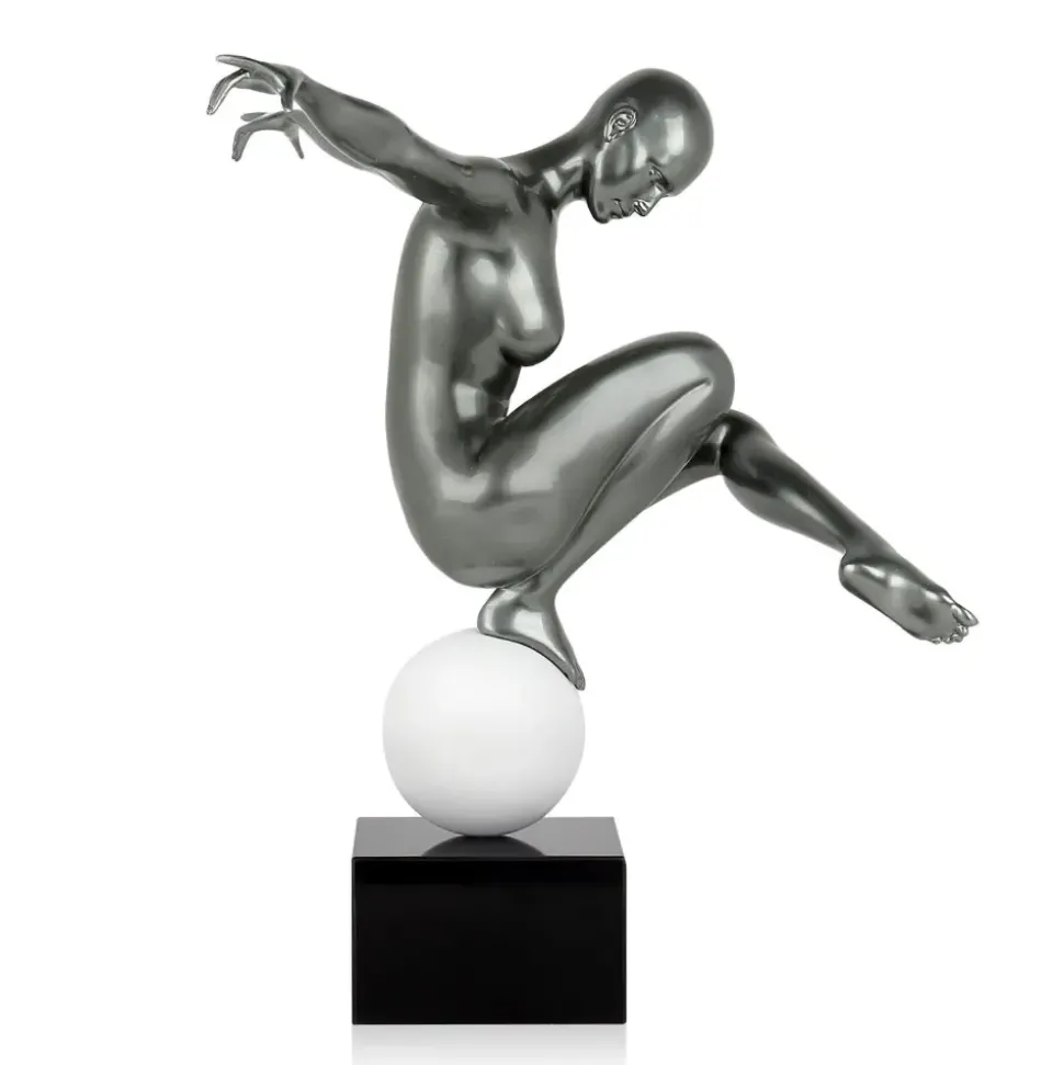 Orbital Dance 45cm Anthracite Resin Indoor Sculpture