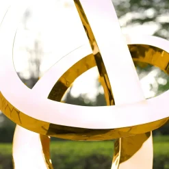 Orbital Motion 250cm Gold Metal Garden Sculpture