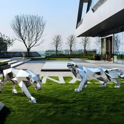 Panther 71cm Geometric Metal Garden Sculpture