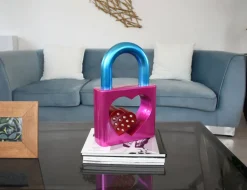 Passion Padlock 38cm Pink Resin Indoor Sculpture