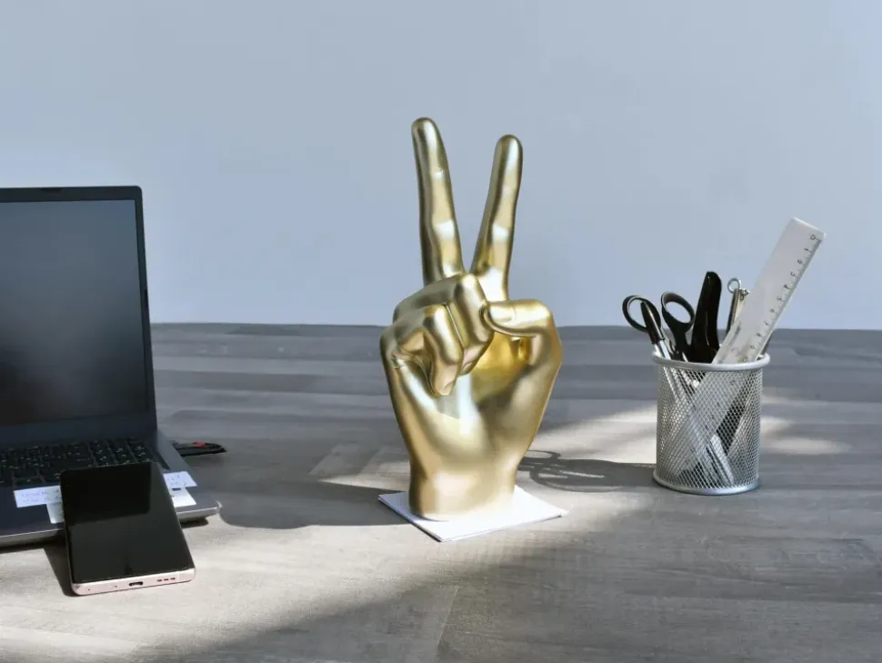 Peace Hand 28cm Gold Resin Indoor Sculpture