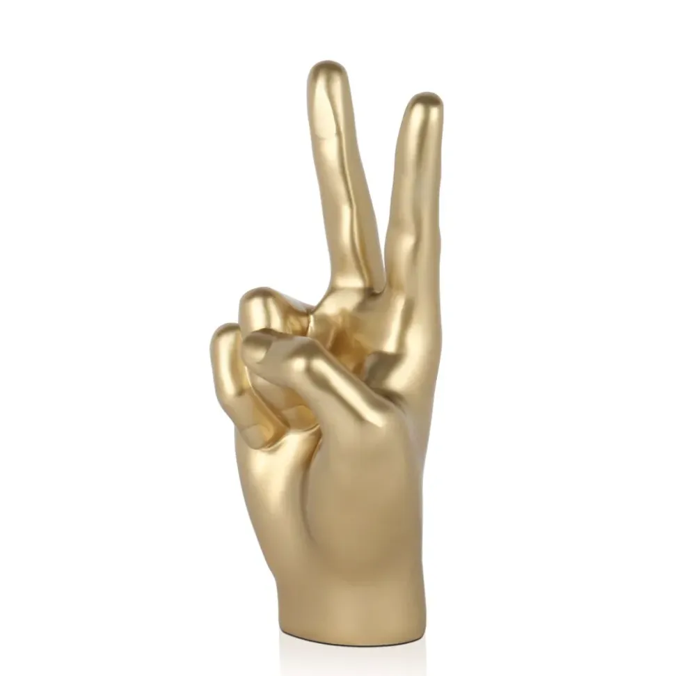 Peace Hand 28cm Gold Resin Indoor Sculpture