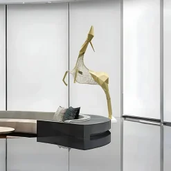 Phantom Deer 250cm Gold Metal Garden Sculpture