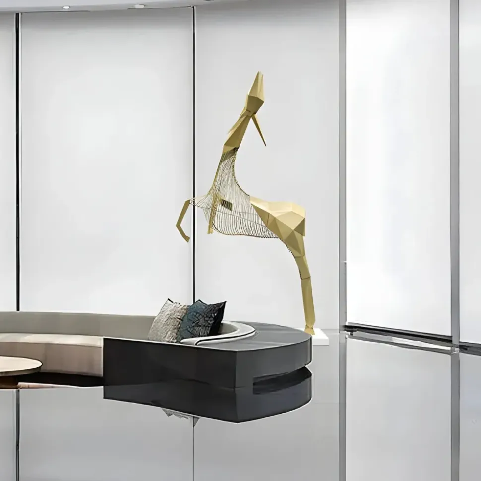 Phantom Deer 280cm Gold Metal Garden Sculpture